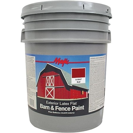 Majic Paints Barn and Fence Paint, Flat, Classic Red, 5 gal Pail 8-0047-5